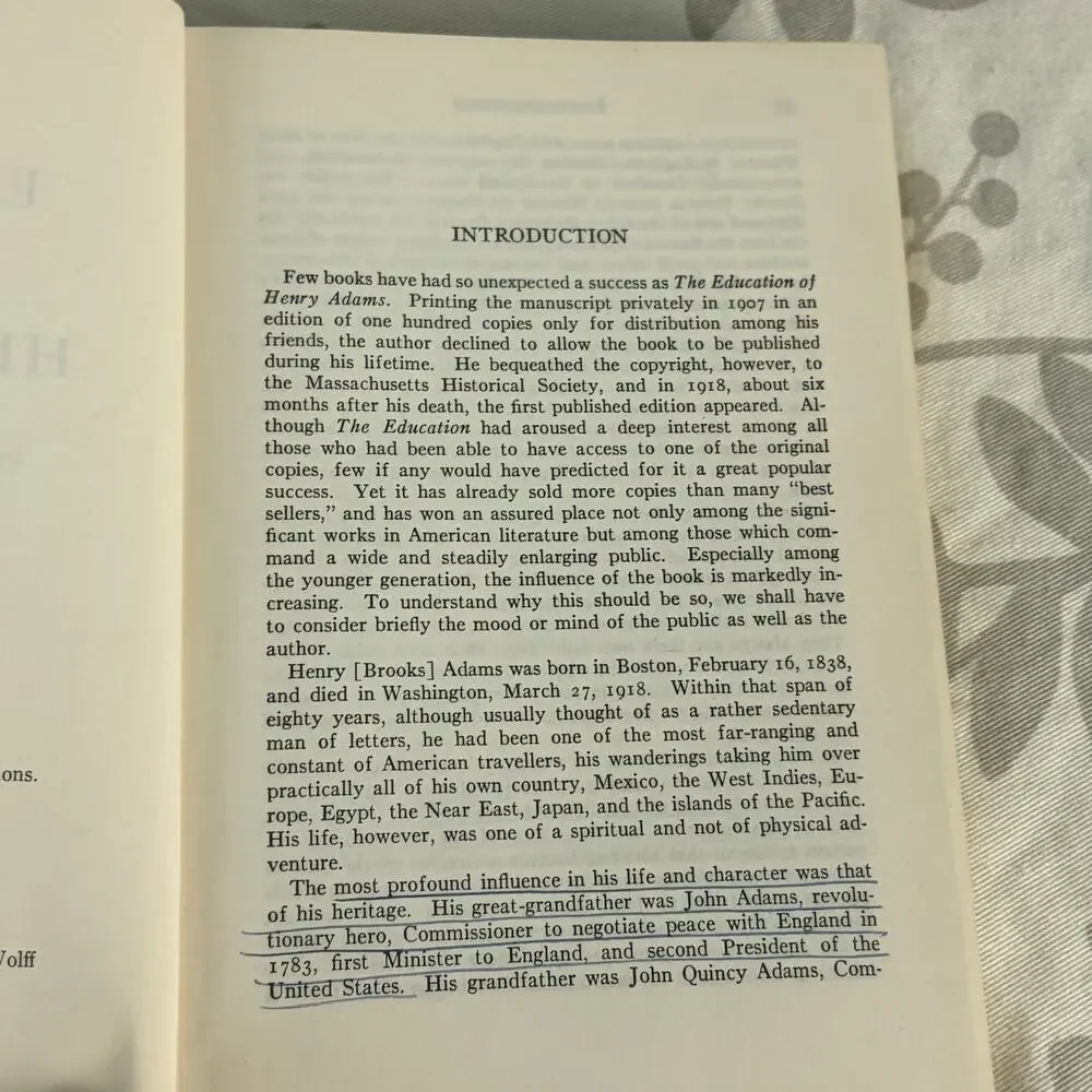 The Education of Henry Adams James Truslow Adams 1946 Modern Library #76